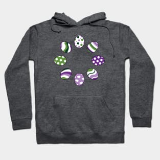 Eggs | Purple Green | Stripes | Dots | Clouds | Dark Purple Hoodie